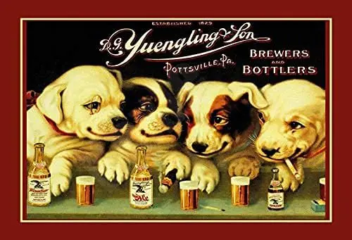 Yuengling & Son Ale and Beer Dogs Metal Sign Rectangle Custom Metal Sign 8X12in-Bar Cafe Restaurant Home Decor