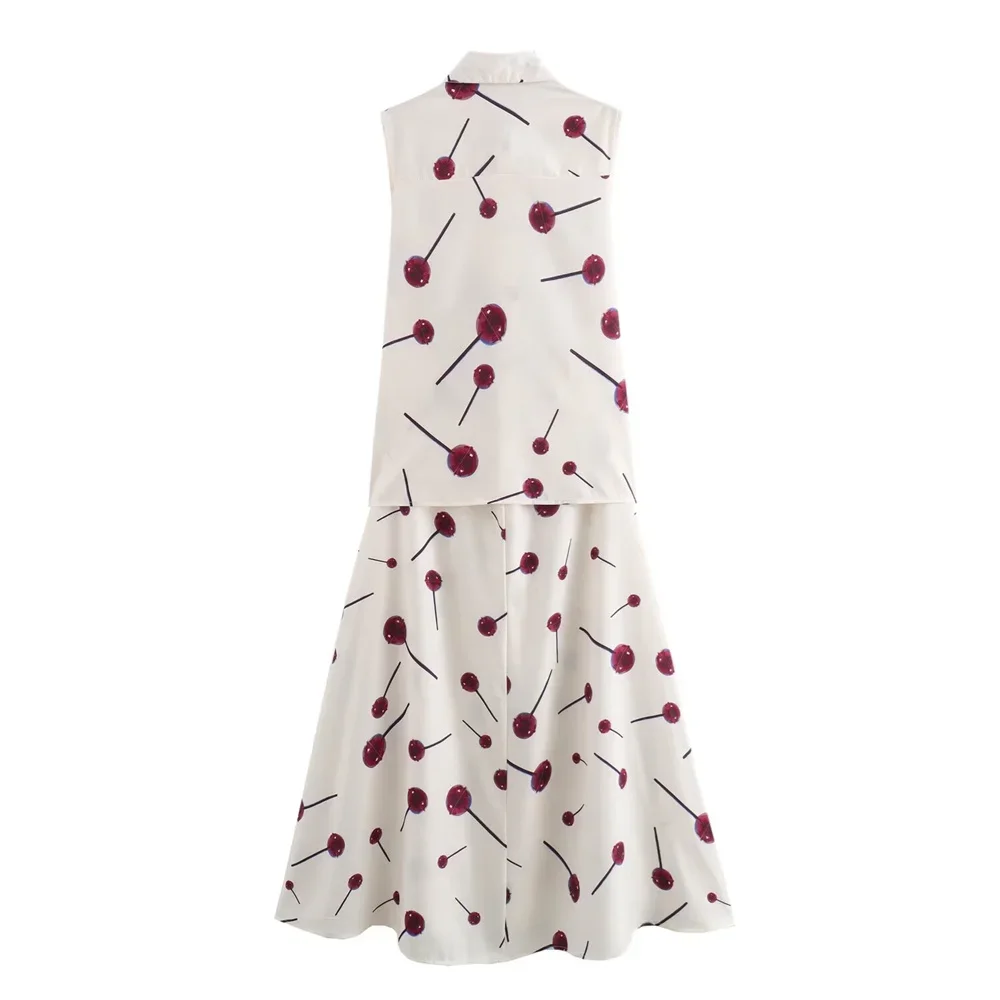 LIBIELIY LIBIELIY 2025 Summer New Women's European And American Style Fashion And Temperament Printed Poplin Shirt Dress