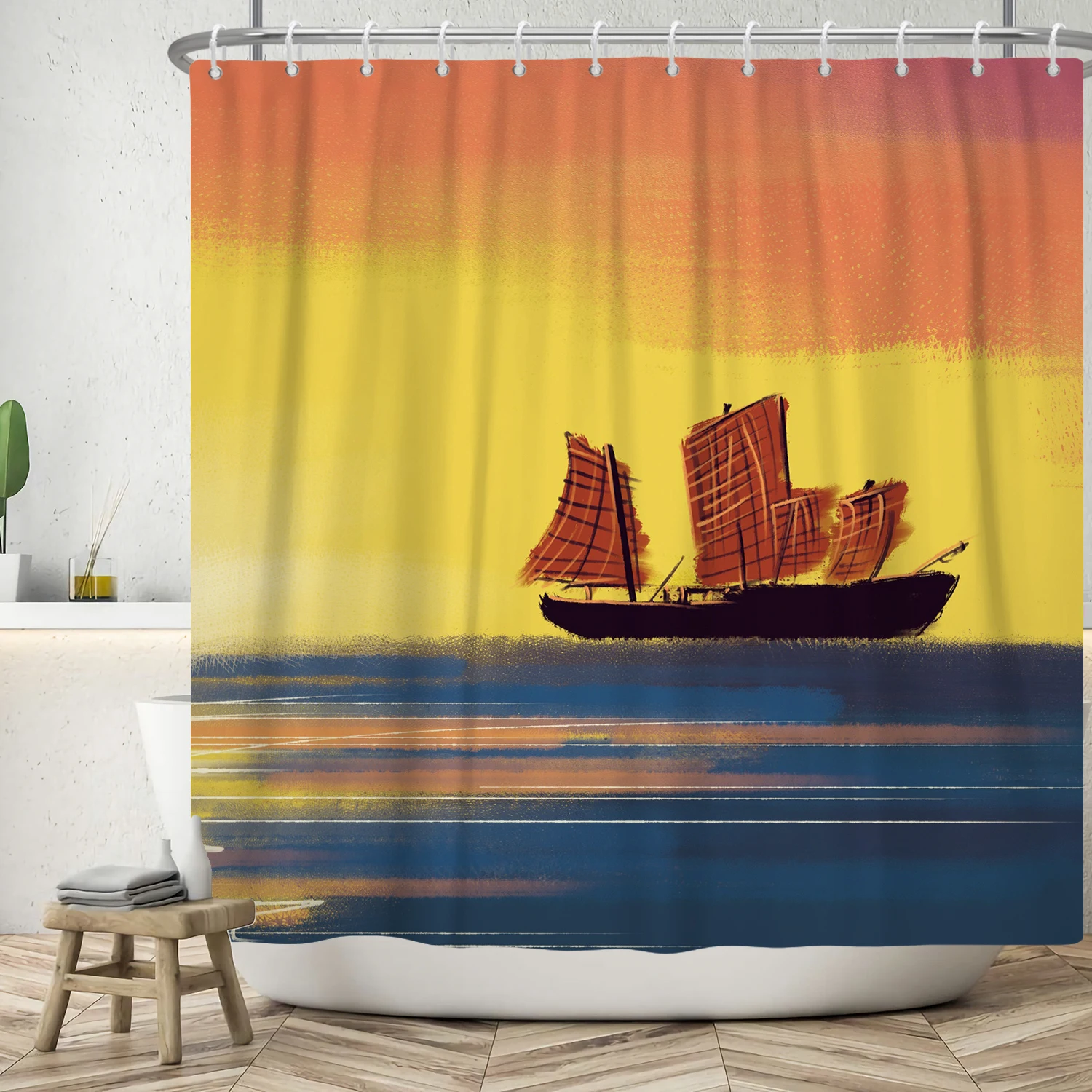 3D Seaside Scenery Shower Curtains Waterproof Polyester Bathroom Curtain With Hooks High Quality 180*220cm Bath Curtains