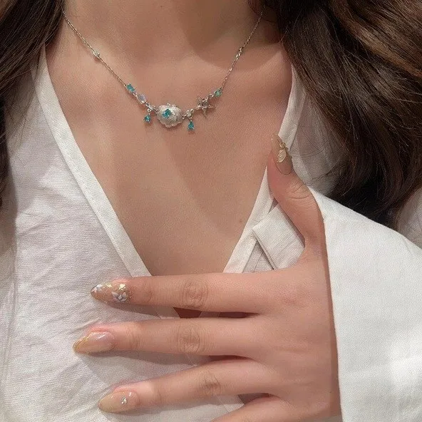 Cold and Elegant Blue Waterdrop Shell Bracelet Exquisite Starfish Pendant Accessory