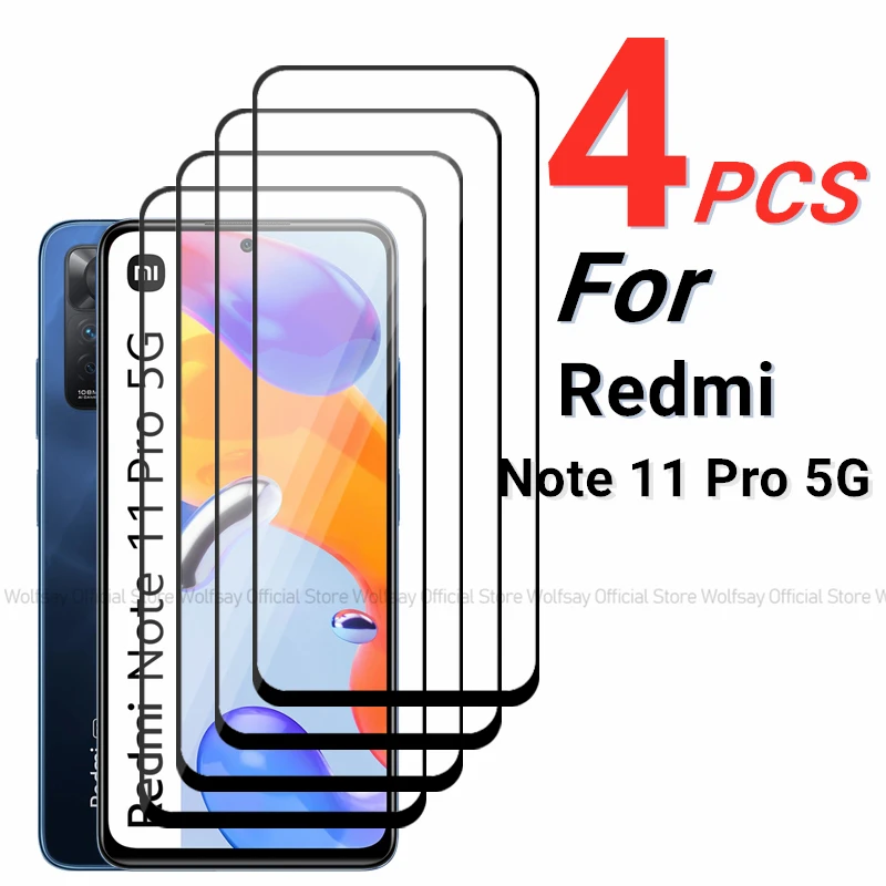 2/4 шт. закаленное стекло для Xiaomi Redmi Note 11 Pro 5G Защитная пленка для экрана Xiaomi Redmi Note 11 Pro 5G с полным клеем