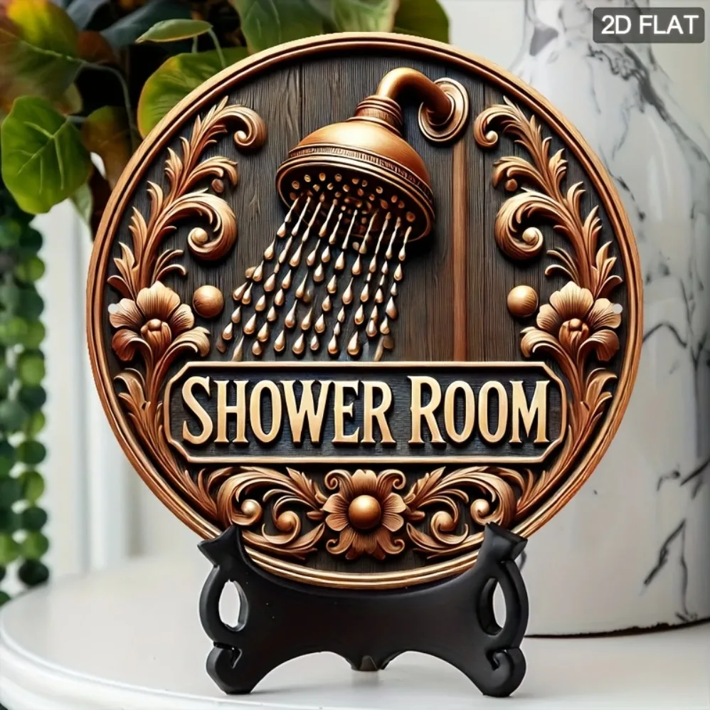 ديكور معدني بطابع "لافتة غرفة الاستحمام" - لهجة جدارية متعددة الاستخدامات للغرف والمطاعم والحانات والمقاهي والكراجات #1