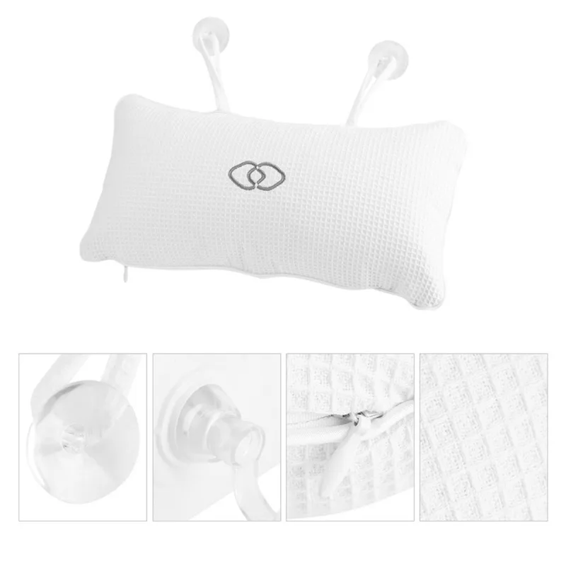 Comfort Neck Back Anti-slip Bathtub Pillow Spa Bath Bathtub Cushion Soft Headrest Massage Suction Cup Hot Tub Pillow Accessory