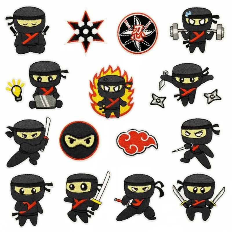 

Cute Cartoon Black Ninja Samurai Iron-on Sew Embroidery Badge Patches DIY T-shirt Hat Backpack Clothing Appliques Sticker