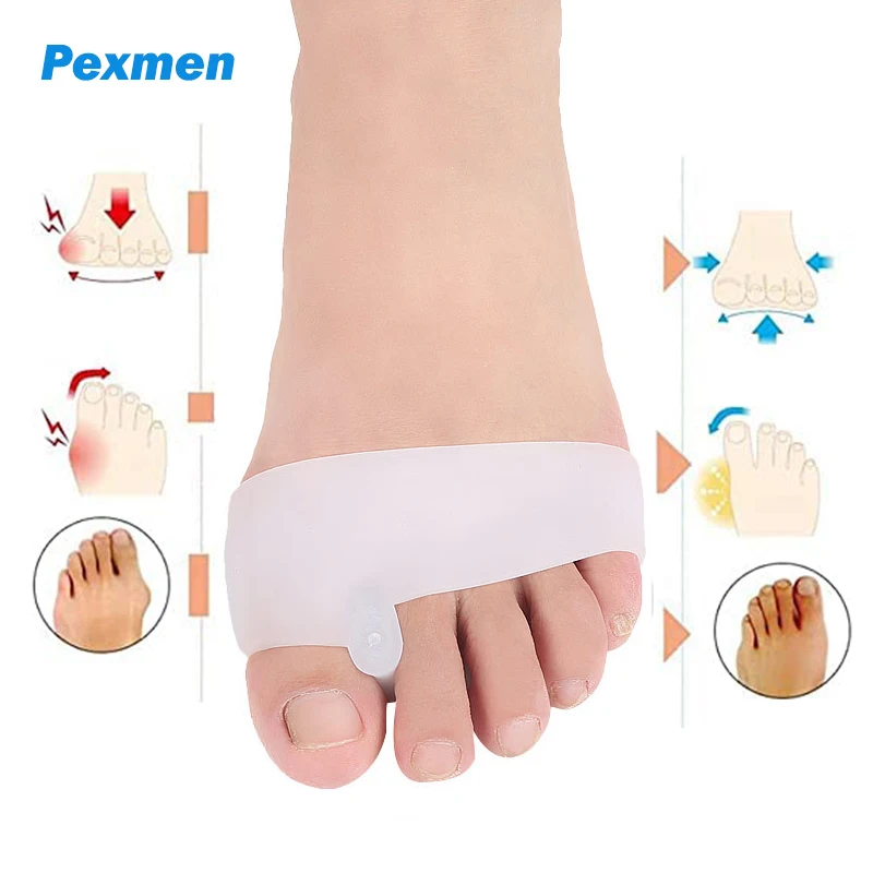 Pexmen 2 pçs silicone antepé almofada almofadas metatarsal bola de pé almofadas dedo do pé separador para reduzir o antepé dor calos bolhas