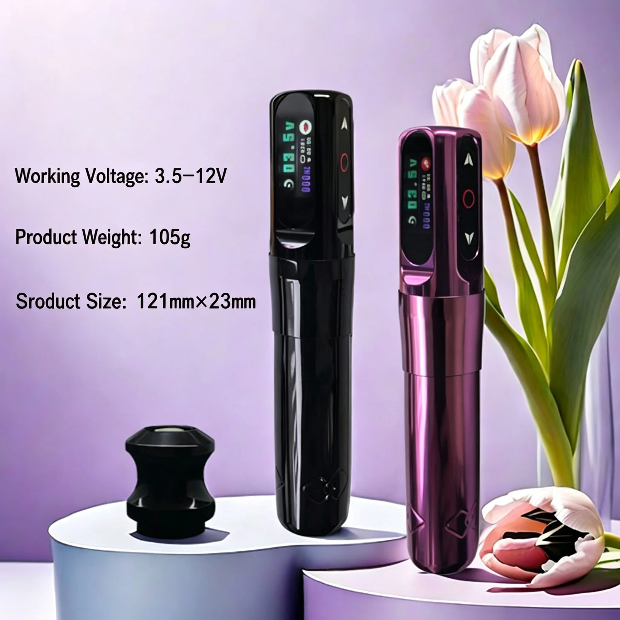Wireless Tattoo Pen Kit Hollow Motor 3.5mm Stroke IPS HD Screen 3 Memory Modes for Professional Tattoo Artist Permanent Makeup