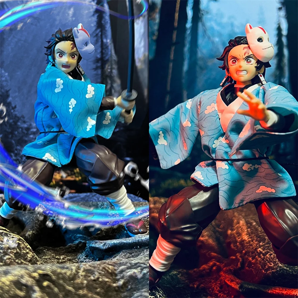 

In Stock 1/12 Scale Japanese Anime Boy Blue Wave Feathered Coat Small Fox Mask Accessories Fit 6inchs SHF Action Figures Body