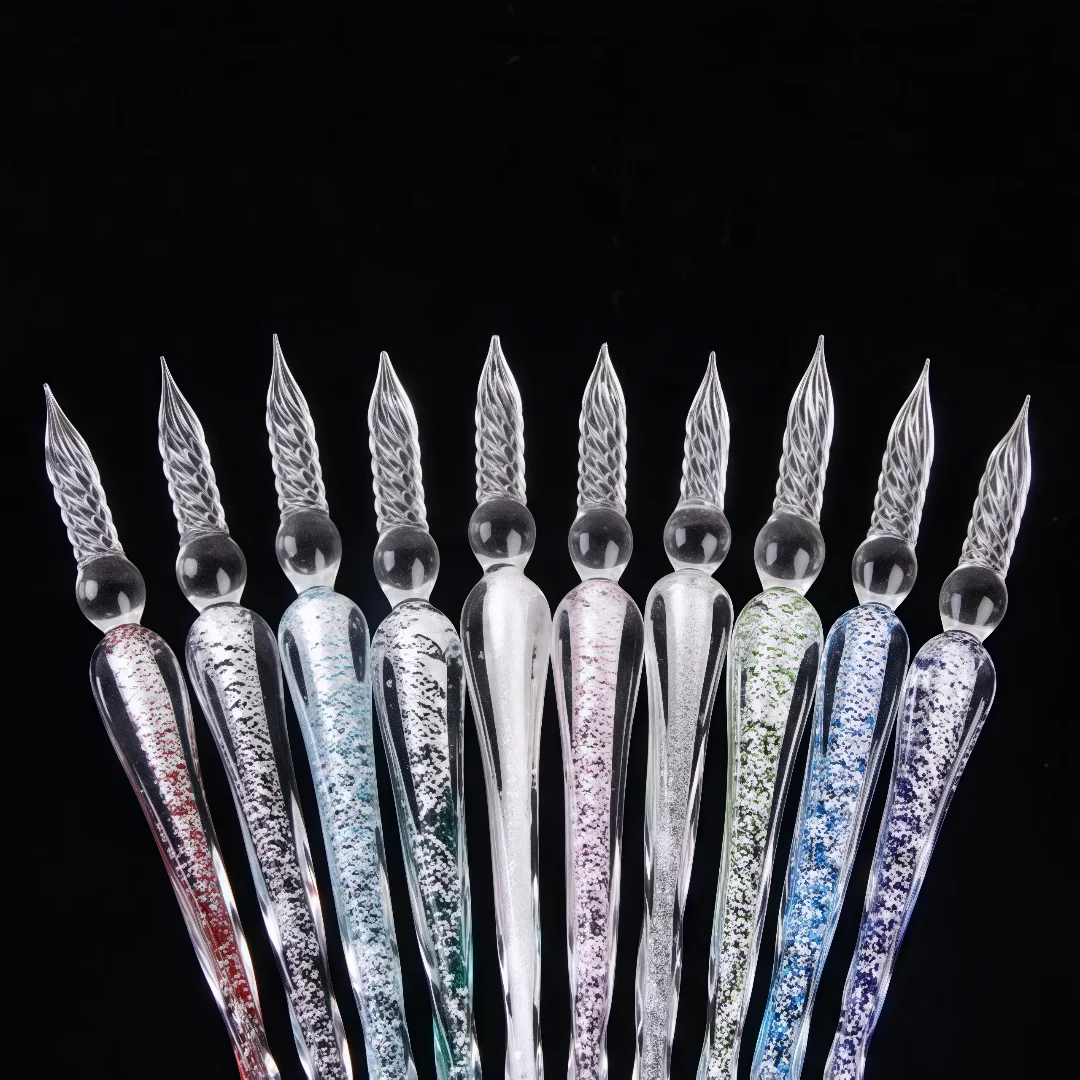 

Стеклянная ручка из серебряной фольги с квадратной головкой, ручка для друга и подруги, подарок, креативный изысканный маленький подарок ручной работы