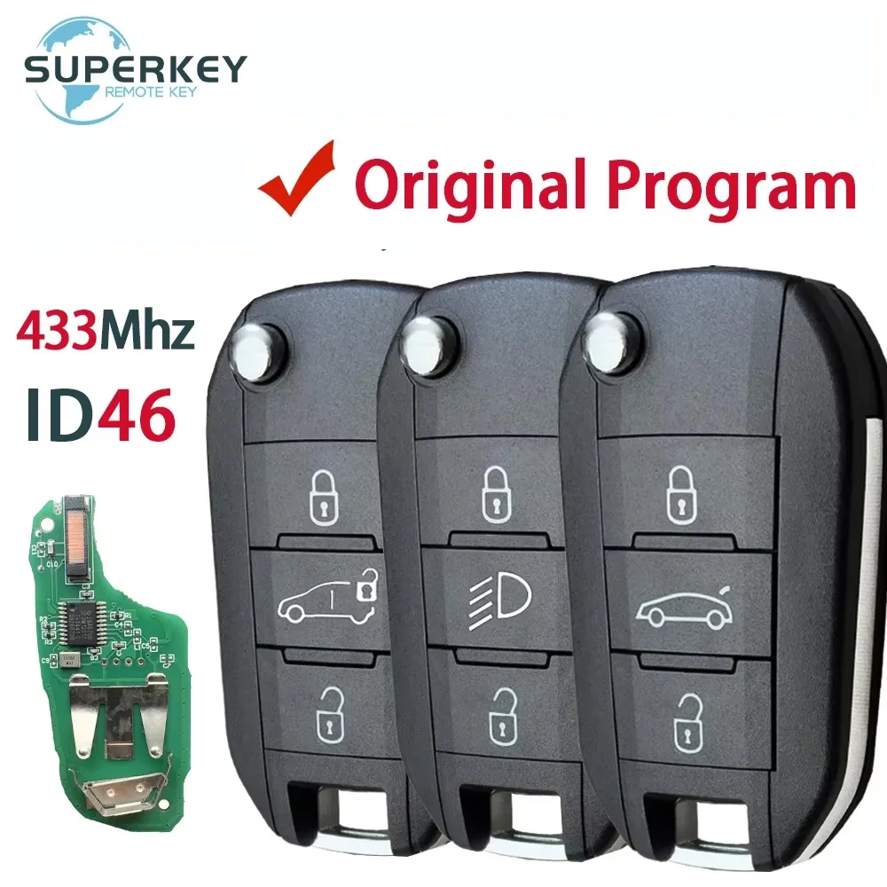 

OEM CHIP For Peugeot 208 2008 301 308 508 5008 Citroen C-Elysee C4-Cactus Hella HU83 VA2 433 MHZ 46 Chip Flip Remote Car Key