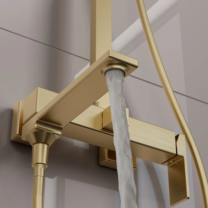 Economic Single Handle Rainfall Bathroom Shower System Three Functions Brass Rotation Spout Ceramic Valve Core Massage Spray