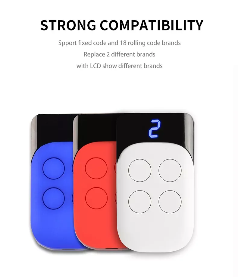 Remote Control Garage 4PCS 2 in 1 Copy of Rolling Code and Fixed Code Universal Garage Control 433MHZ Remote Control Duplicator