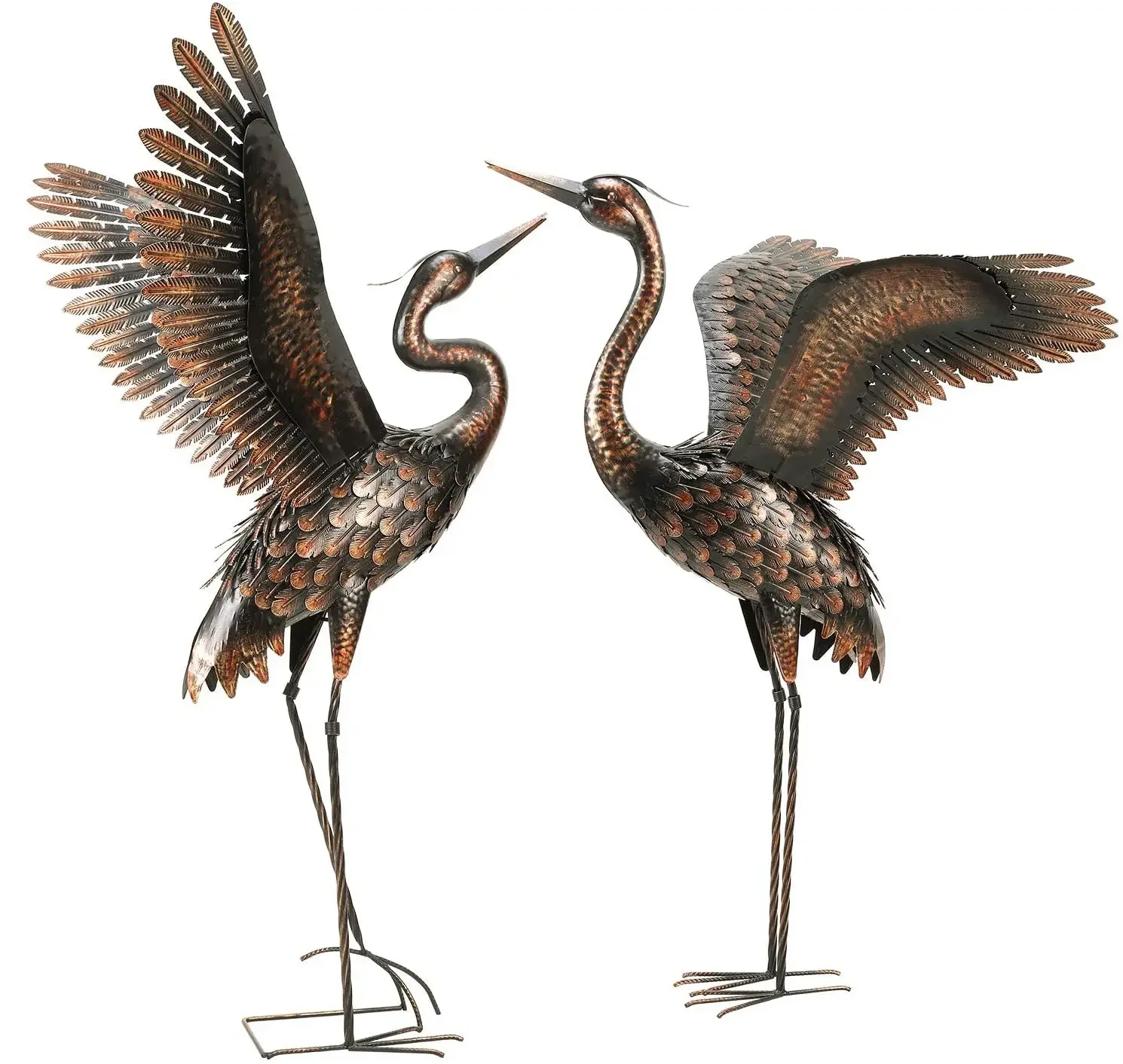 Set of 2 Garden Statue Outdoor Metal Heron Crane Yard Art Sculpture Decoration Stake Animal Ornament supplies