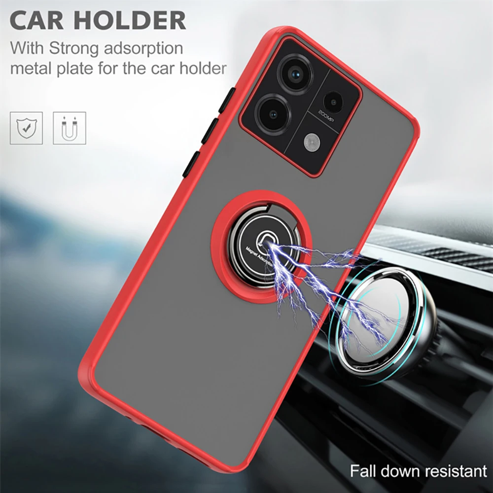 Matte Clear Hard PC Armor Case For Xiaomi Redmi Note 13 Pro+ Pro Plus 5G Magnetic Ring Stand Cover Capa Redme Redmy Note13 5G 4G