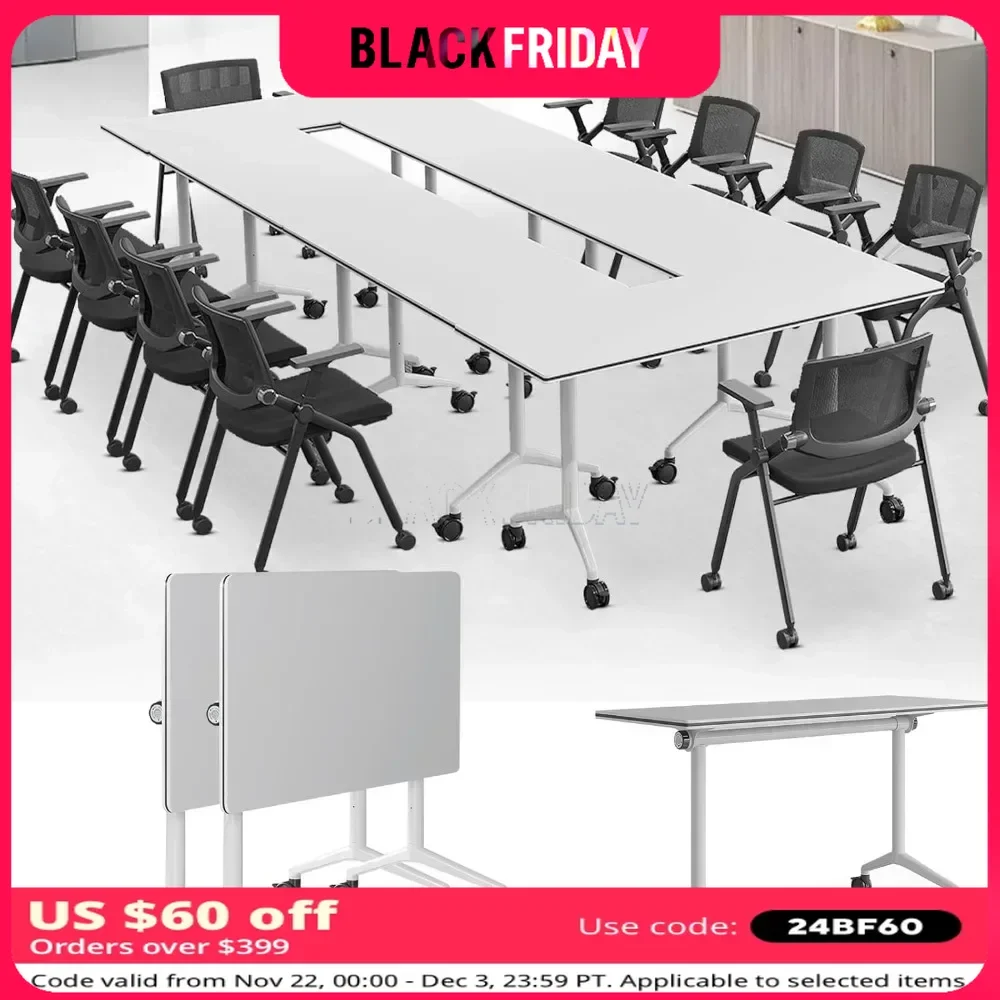 

Conference Room Tables,Modern Folding Tables with Silent Universal Wheels,Mobile Tables for Classroom Office (2 Pack, 55.1 INCH)