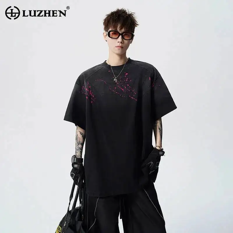 LUZHEN 2026 Summer Original Wornout Design Loose Half Sleeve T-shirts Men's Fashion Handsome High Quality Casual Clothes JY6907