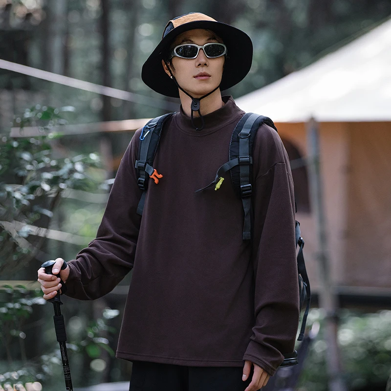 

Trendy Men's Long Sleeve T-shirt Half Polo/turtle Neck Inner Base Layer Top Autumn/winter New Arrival Streetwear Sweatshirt