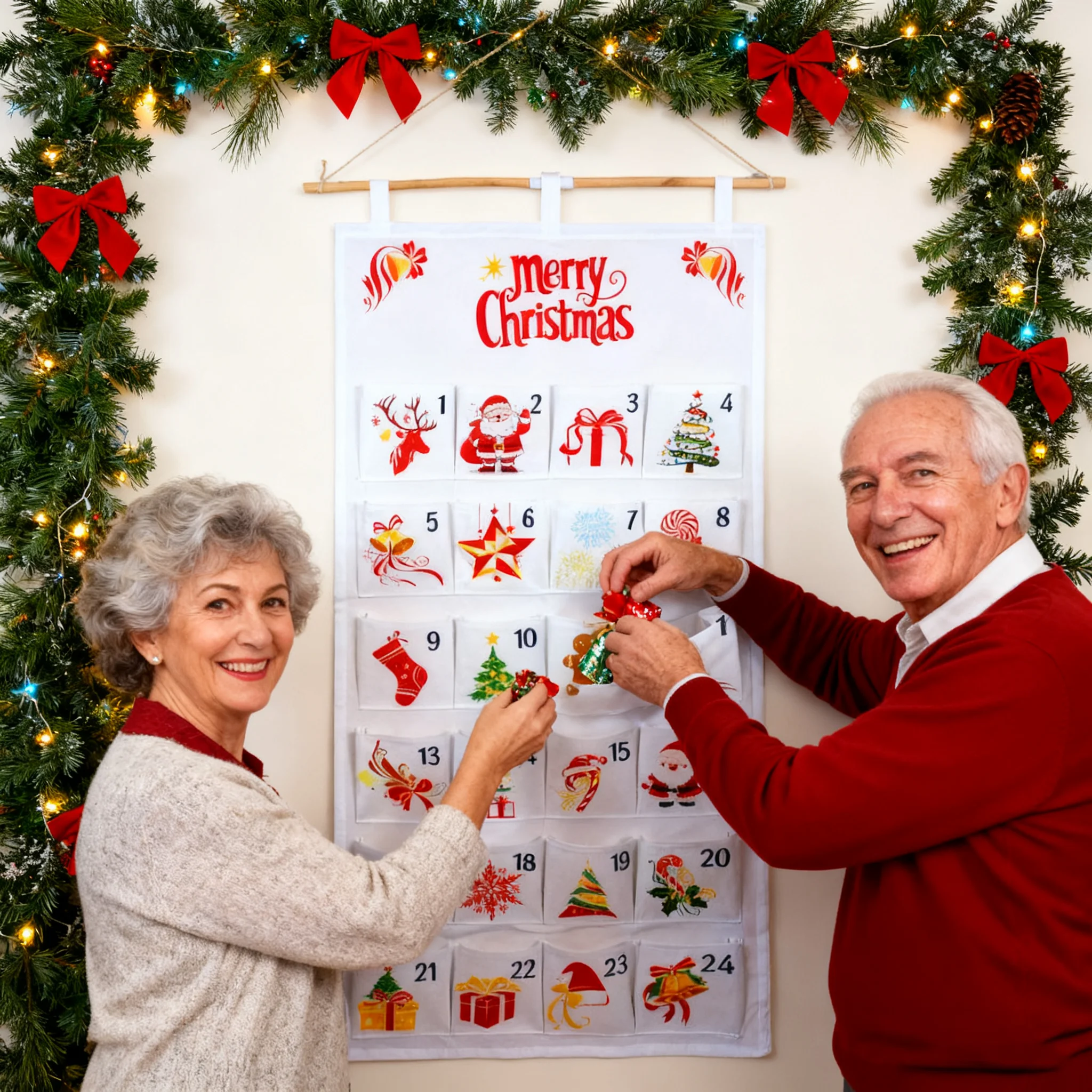 

Christmas Advent Calendar 24 Grid Canvas Hanging Gift Storage Bag Reusable To Give Family Surprise Gifts Large Capacity Gift Bag