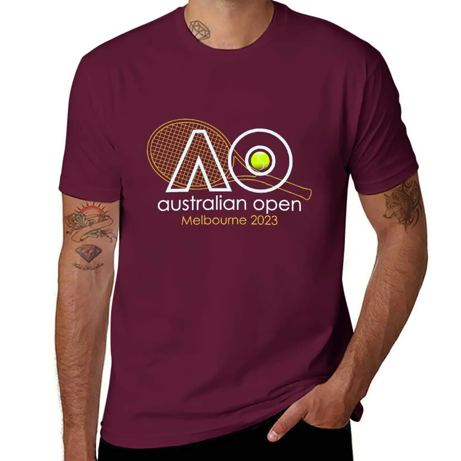 Australian Open Tennis Tournament Melbourne 2023 T-Shirt plus size tops tees Short sleeve tee funnys mens workout shirts manga