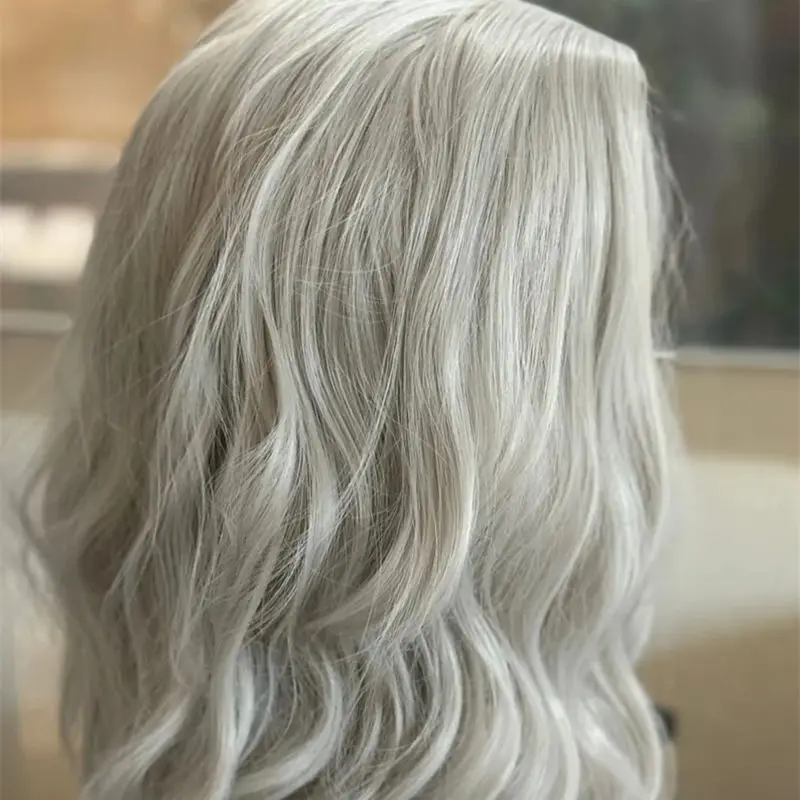 Wig Bob pendek rambut manusia tanpa lem 100% rambut Brasil perak abu-abu Hd Wig Frontal renda 13x4 t rambut manusia untuk penggunaan sehari-hari wanita