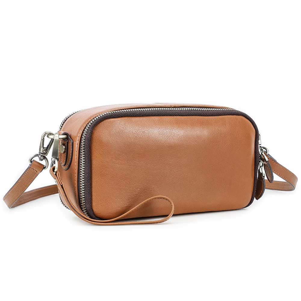 Contact'S Genuine Leather Crossbody Bag For Women Fashion Casual Satchels Long Strap Sling Shoulder Bag Portable Zipper Handbag