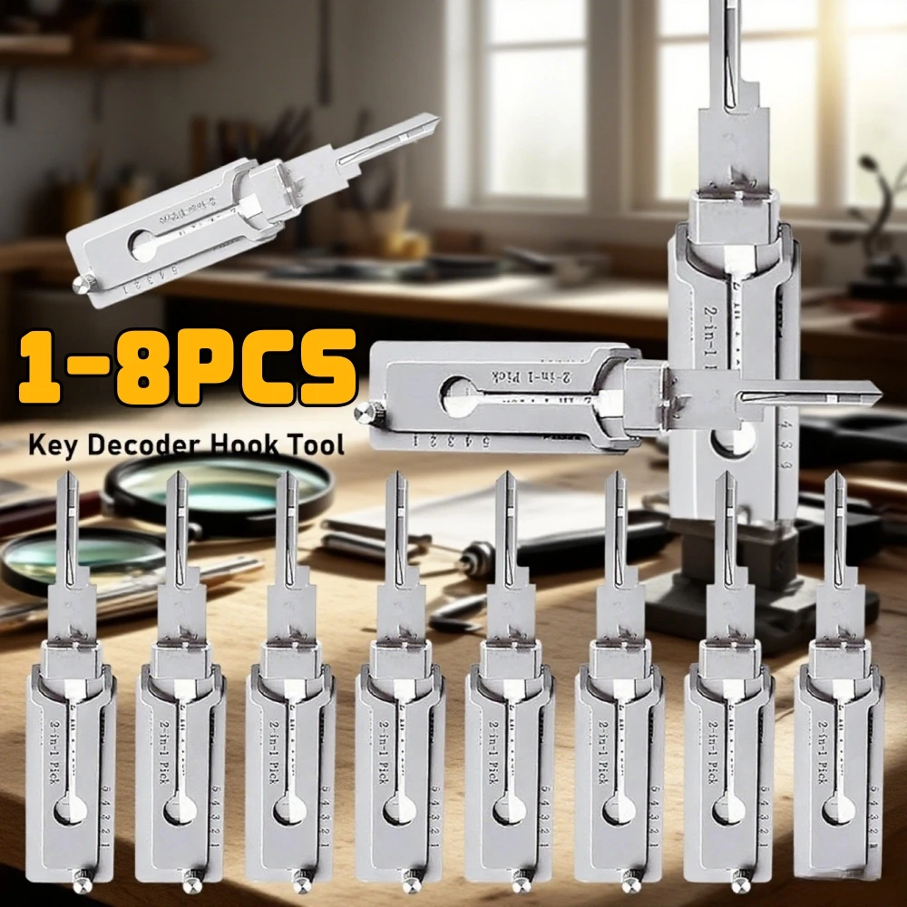

1-8 шт., инструмент с крючком для декодера ключей, набор уплотнительных колец, 2 в 1, набор прецизионных крючков и отмычек, измерительные инструменты из нержавеющей стали