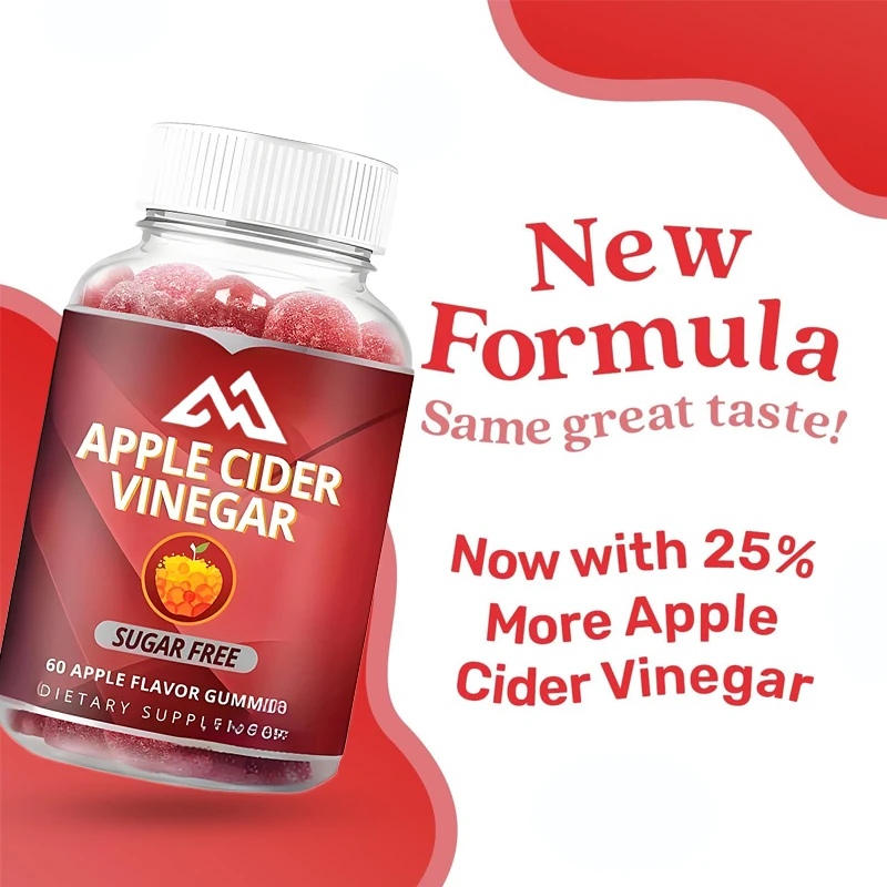 60 apple cider vinegar gummies - ACV sugar free gummies detoxify and clean digestive health,non genetically modified,gluten free