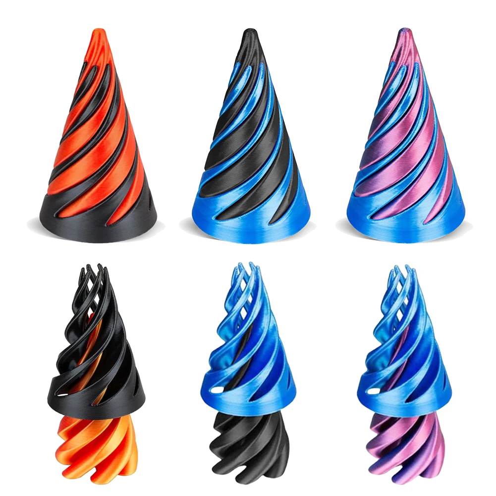 3D Printed Spiral Cone Toy Impossible Pyramid Passthrough Sculpture Pass Through Pyramid Fidget Toy Mini Vortex Thread Illusion