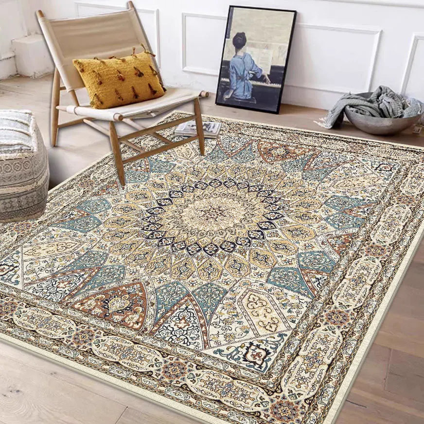 

Classical crystal velvet carpet, non slip mat for living room, absorbent, easy to maintain, and dirt resistant bedroom carpet