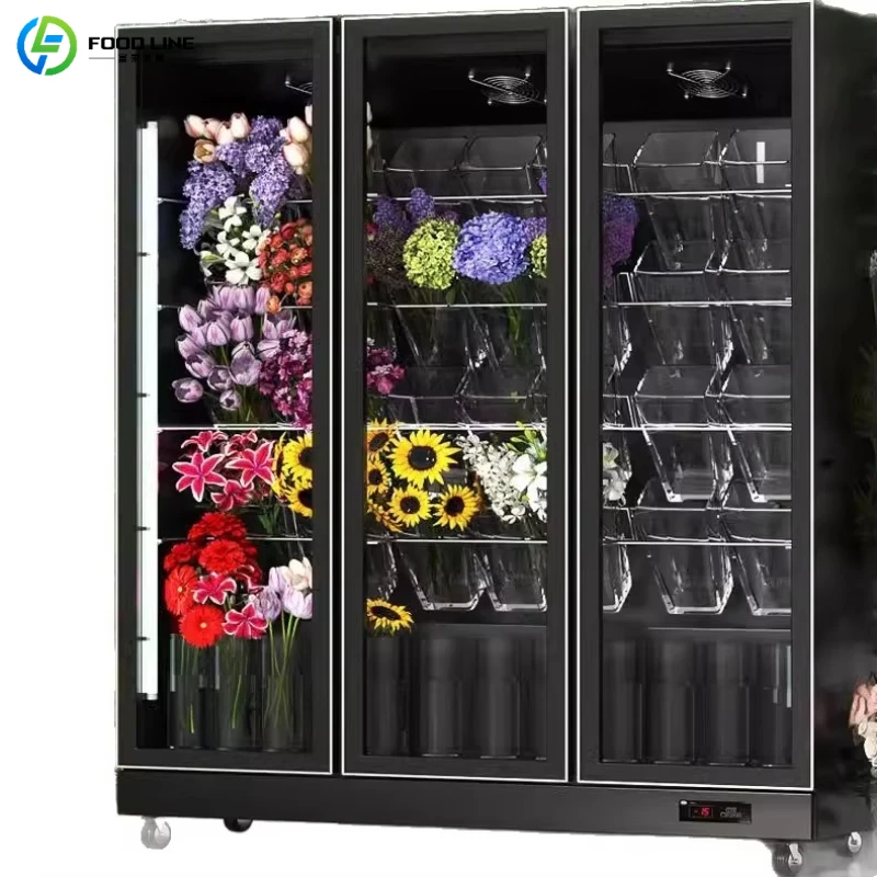 Customized Commercial Flower Display Cabinet Flower Cooler Glass Door Fresh Flower Refrigerator with Anti Fog Glass Door