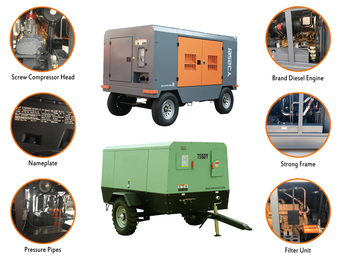 Portable Diesel Engine Screw Air Compressor for Drilling Borehole Air Compressor for Drilling Borehole
