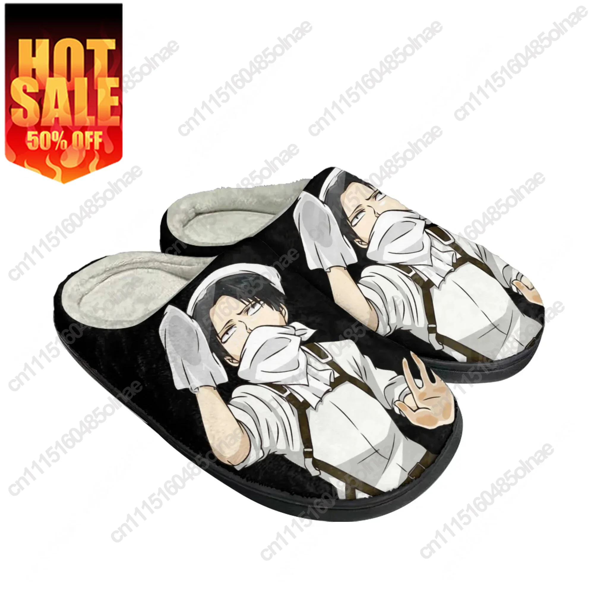 Anime Attack On Titan Levi Ackerman Home Cotton Custom Slippers Mens Womens Sandals Plush Casual Keep Warm Shoes Thermal Slipper