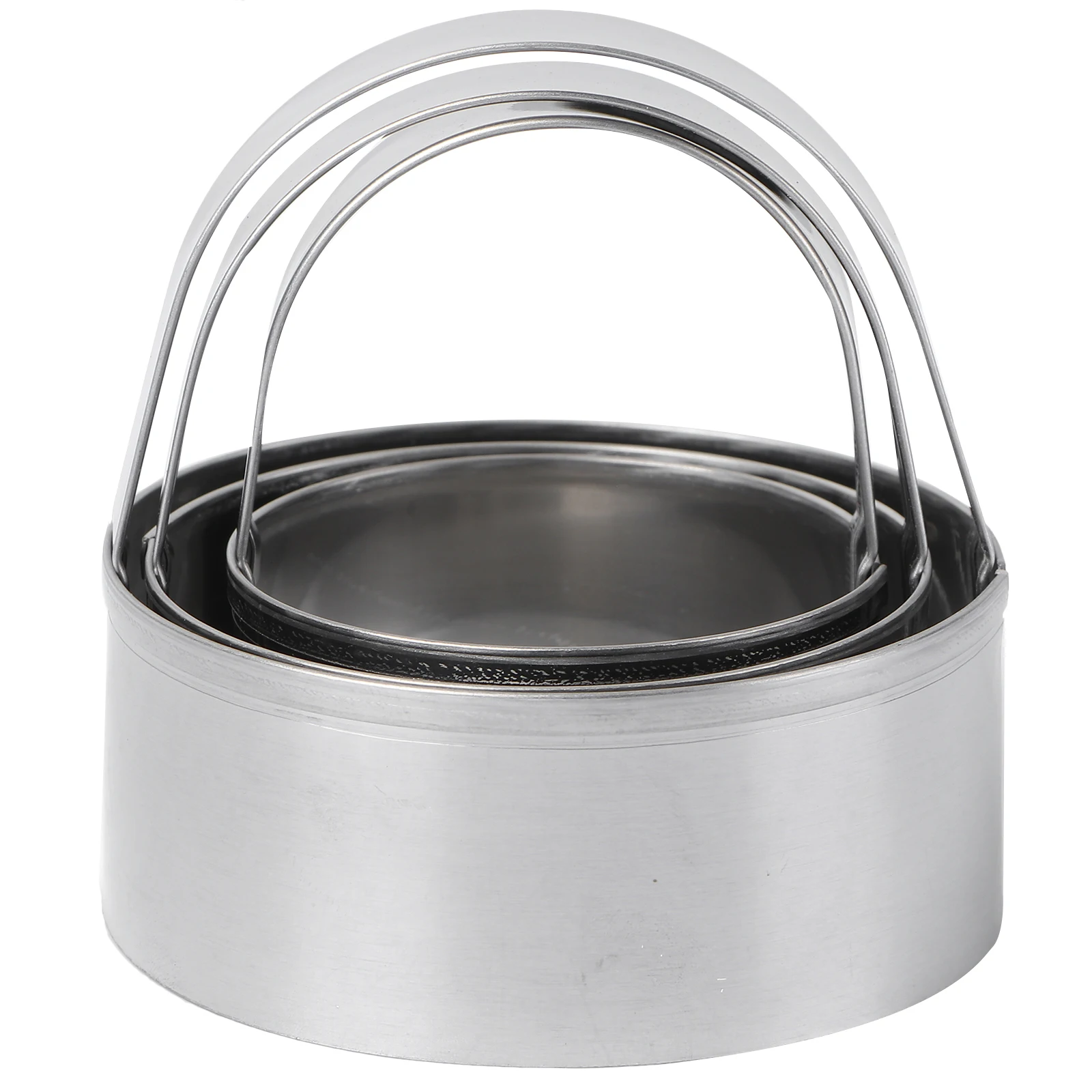 

3Pcs Biscuit Stainless Steel Round Cookie Tool Cookie Circle Handles Baking Mold Storage Easy Use