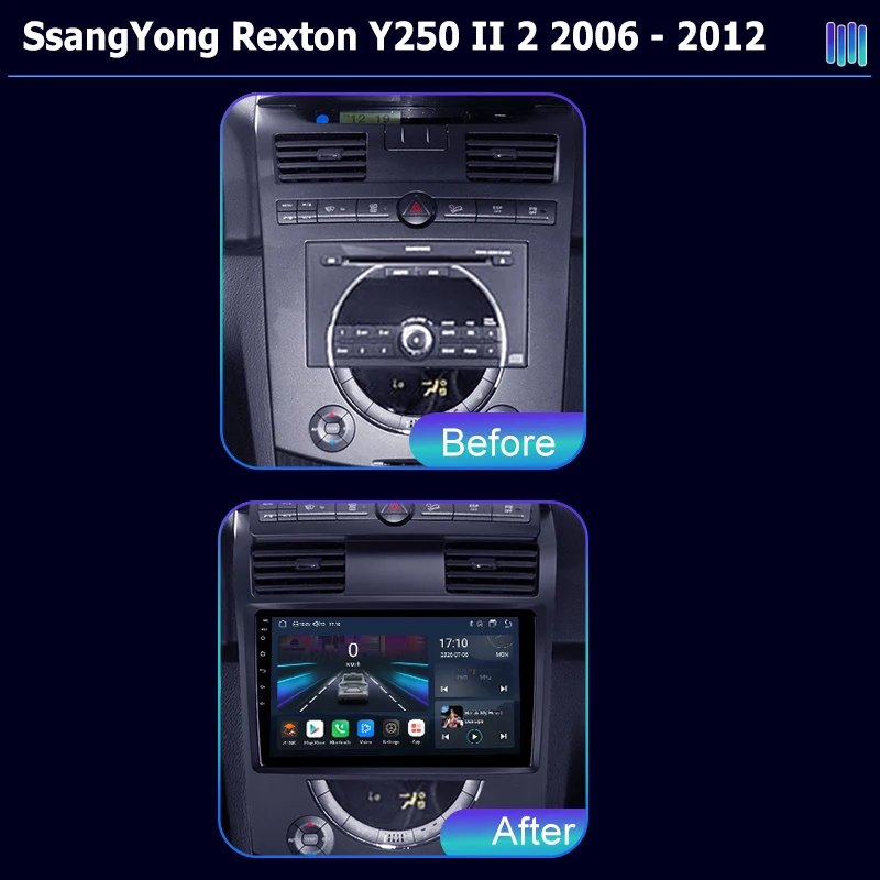 AI VOICE roadivox Android car radio for SsangYong Rexton Y250 II 2 2006 2012 GPS Navigation video Multimedia Player tape