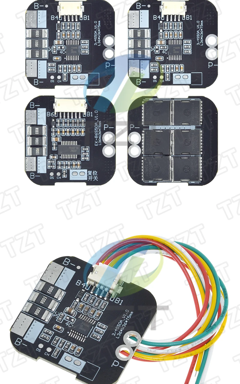 1/3 Stück TZT 3S 4S 6S 12V 16,8V 24V 50A BMS Ternäre Li-Ionen-Lithium-Batterie-Schutzplatine mit Temperaturschutz – Detail 7