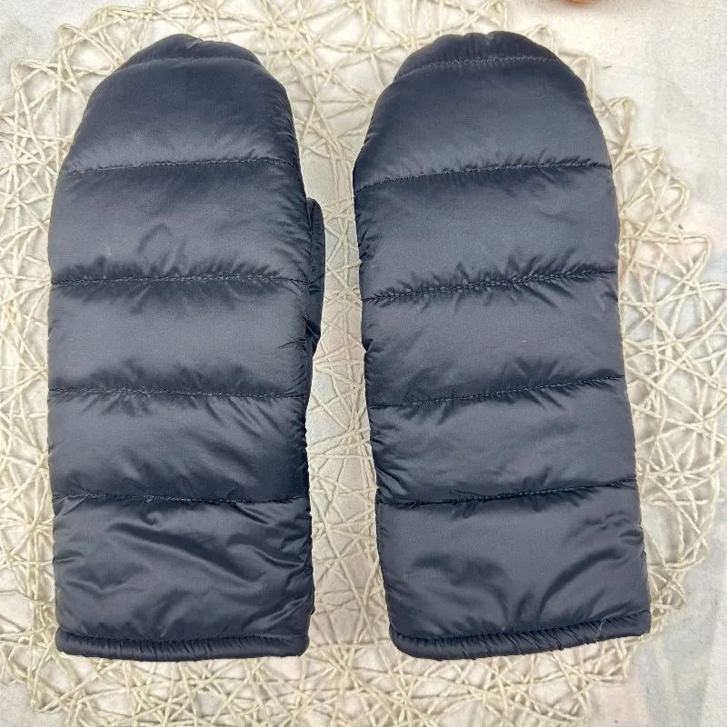 New Warm Down Cloth Finger Gloves Fleece Thickened Cold Proof Gloves Student Riding Windproof Winter Thermal Men Women
