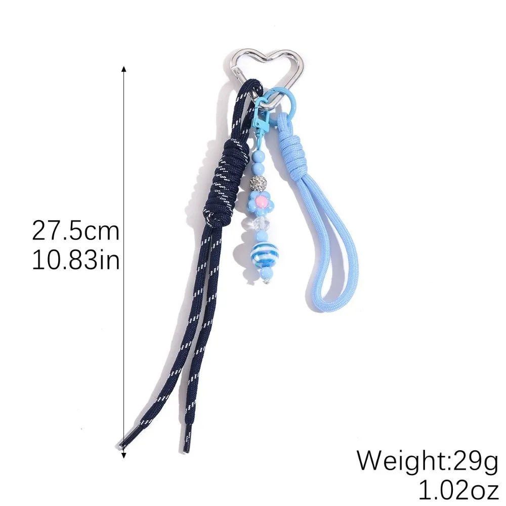 New Colored Hand Woven Keychain Heart Buckle Braided Rope Bag Pendant Leather Bowknot Mobile Phone Lanyard Bag Decoration