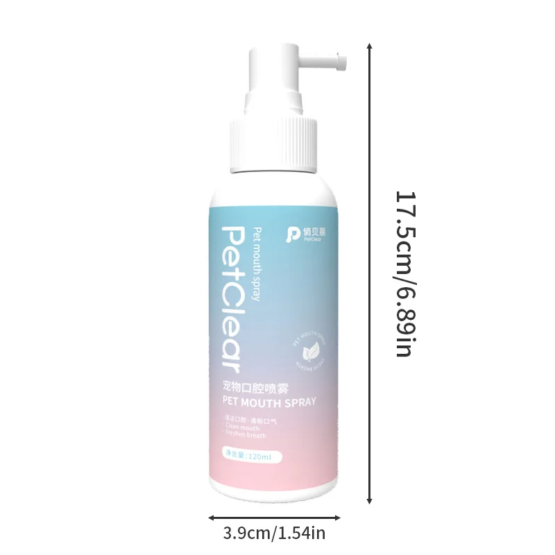 Petclear 120 ml Haustier-Mundspray, Tiefenreinigung, langanhaltender Atemerfrischer, reduziert Gerüche, verbessert die Mundumgebung, Zahnschutz