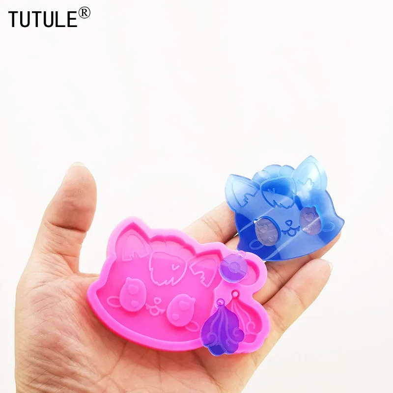 Shiny cat keychain Polymer Clay mold Silicone epoxy resin kawaii Silicone mold Cute Anime Fondant Chocolate Mold