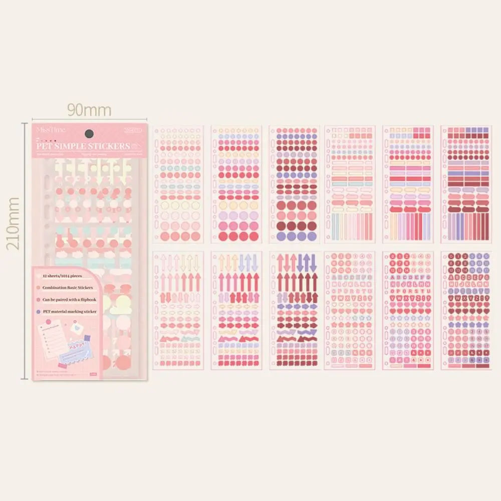 12 pz/borsa Set di adesivi decorativi con alfabeto di base Cancelleria fai da te Adesivo per scrapbooking Materiale scolastico Etichetta adesiva Nota Planner
