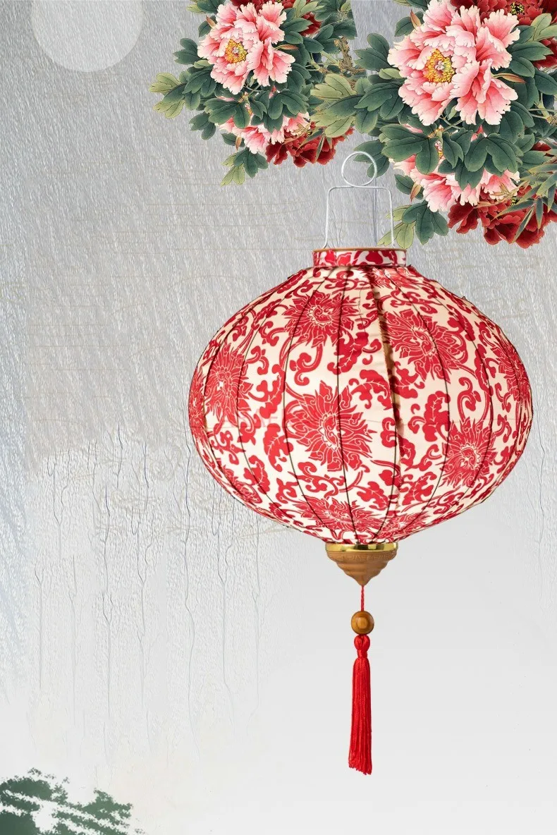 Printed Hanging Cloth Lantern Chinese Home Bedroom Decor Party Outdoor Lantern