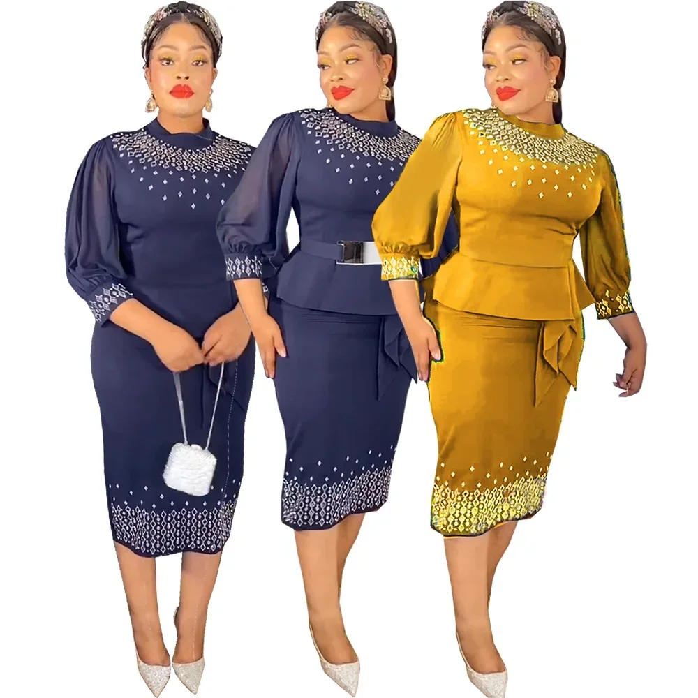 African Party Evening Dresses for Women Spring 2024 Elegant African Half Sleeve Polyester Bodycon Dress Dashiki Africa Clothing