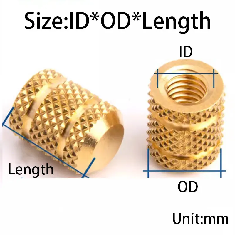 M3 M4 M5 M6 Brass Heat Set Insert Nuts For 3d Printer Hot Melt Knurled Threaded Inserts Closed End Molding Embedment Nut