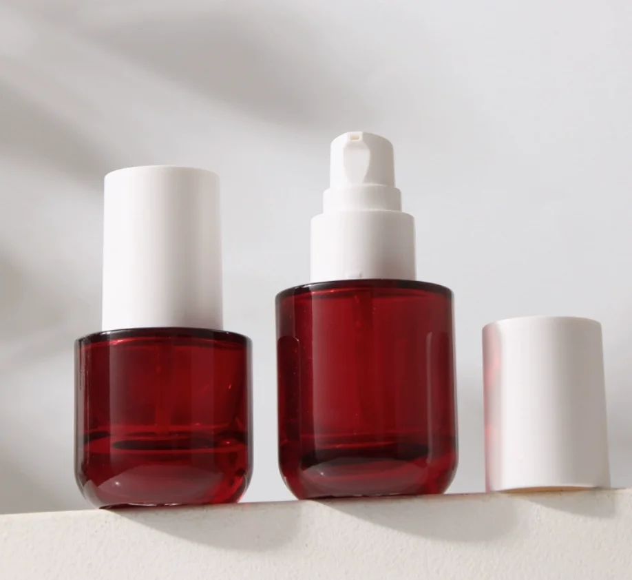 30ml-120ml 白色ガラスボトル 黒色ポンプ セラム/ローション/エマルジョン/ファンデーション/エッセンス 化粧水 スキンケア 化粧品包装