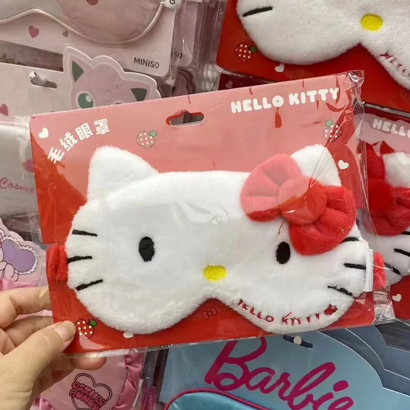 

Kawaii Hello Kitty Sanrio Eye Mask Cartoon Figure Apple Series Plush Shade Sleep Mask Portable Comfortable Soft Woman Gift