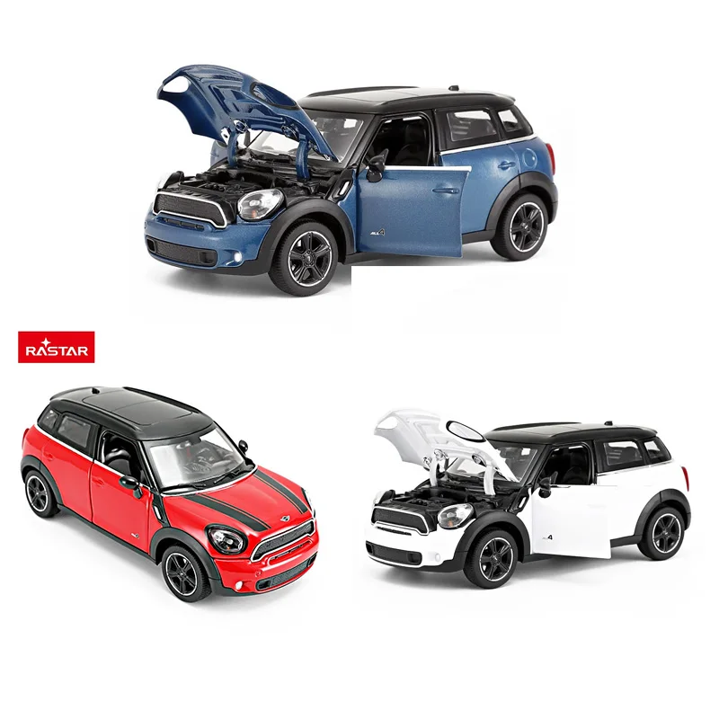 1:24 Simulation Alloy Diecast Model Car Scale Red White Blue Mini Cooper Can Open The Door Car Collection Display Toy