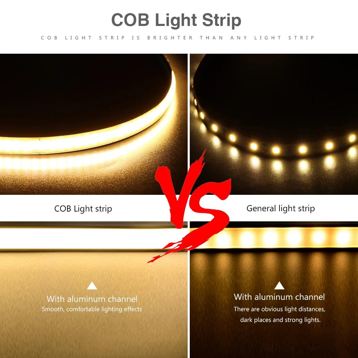 Super Bright FOB Single Color COB LED Strip Light Flexible 5MM PCB Width Ultra Thin Neon Tape For Kitchen Cabinet Room Decor 12V