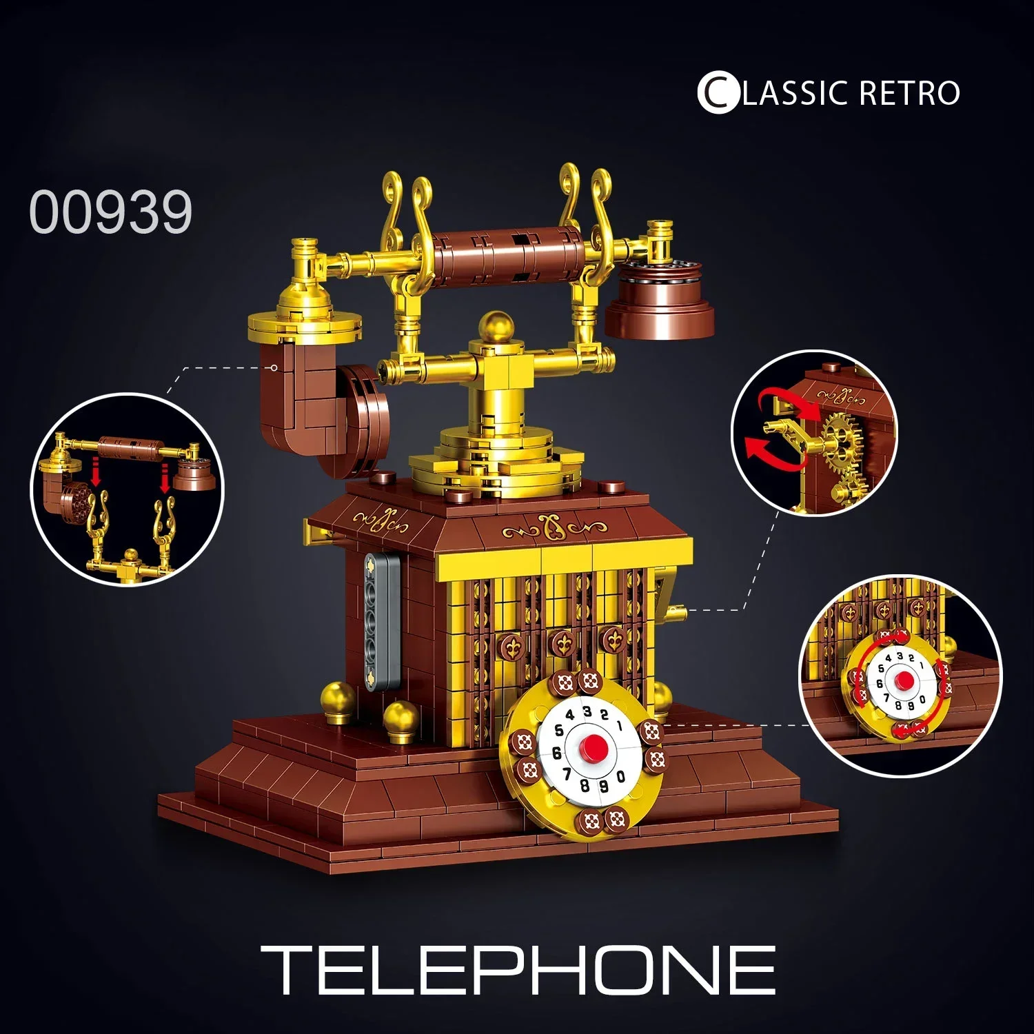 410PCS Retro Telephone Assembled Building Blocks Classic Desktop Decoration Vintage Phone Bricks Toys Children Exquisite Gifts