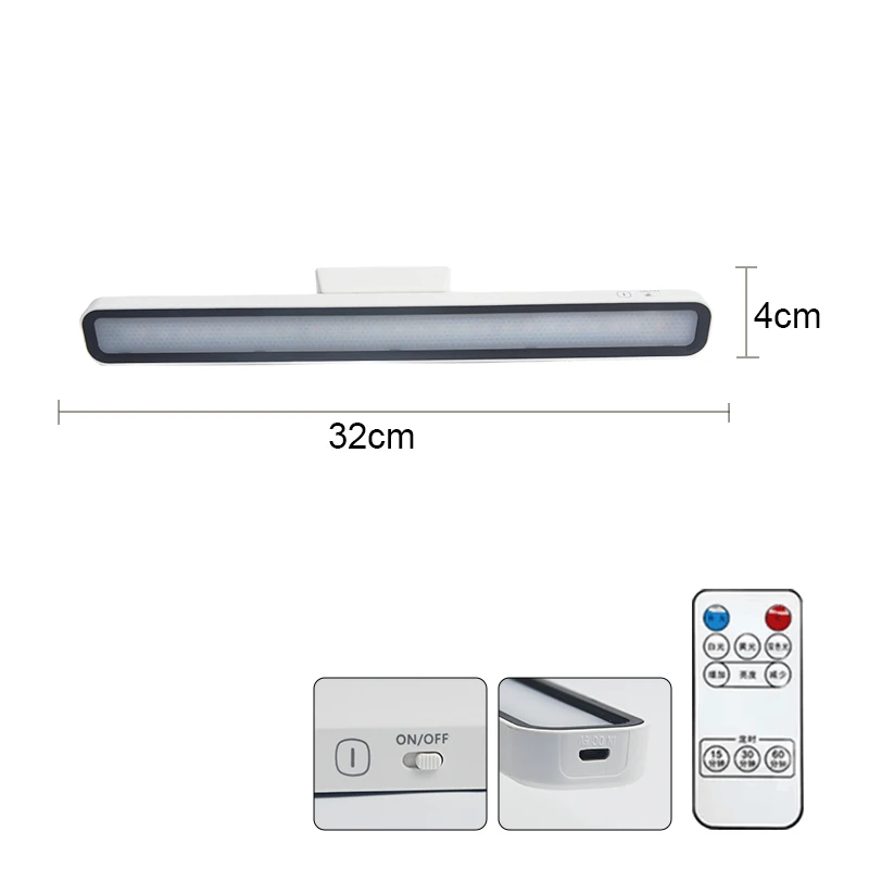 LED-Schreibtischlampe, wiederaufladbares USB-Licht, stufenlos dimmbar, Tischlampe zum Aufhängen, magnetisch, für Schlafzimmer, Tisch, Lesen, wiederaufladbares Nachtlicht
