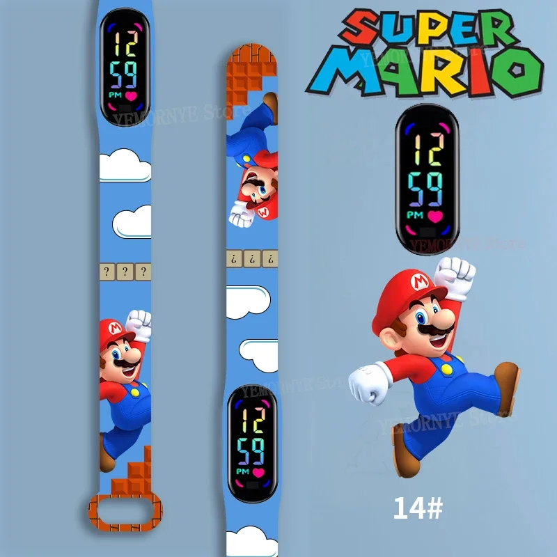 

Mario Bros Children's Watches Action Figures Luigi Princess Peach Yoshi Bowser kids Sport Wristband Waterproof Digital Watch Toy