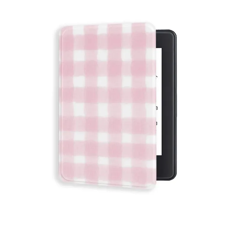 Pink Grid Acrylic Case For Kindle Paperwhite Colorsoft 2024 2022 456 10th 11th12th Generation 6 6.8 7Inch Protective Cover Pouch